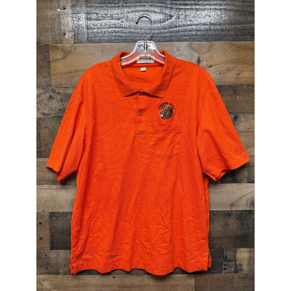 Vintage OSU Oregon State Polo Shirt‎ Men's 1X Orange NCAA Collegiate